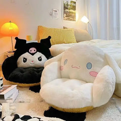 Home Decor Kawaii Cinnamoroll Big Size Cute Plush Half Surrounded Black Kuromi Cushion Backrest Dormitory Office Non-Slip Chair Cushion