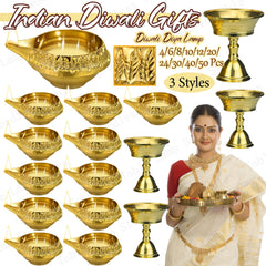 4-50Pcs  Diya Brass Oil Lamp Copper Butter Lamp Holder Traditional Indian Oil Lamp For Puja Kuber Indian Diwali Gifts