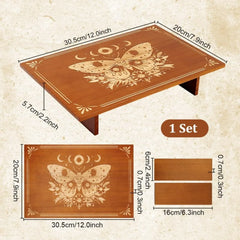 Butterfly Phases Altar Table 12 x 7.8 inch Wooden Table Altar Wood Wiccan Tables Buddhist Shrine Butterfly Tables