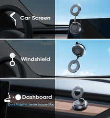 Strong Magnetic Car Phone Holder Foldable 360° Adjustable Vacuum Suction Mount Universal for Car, Desk, Bathroom