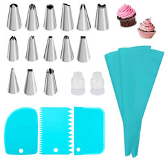 Silicone Piping Bags and Tips Set Cake DIY Decorating Kit with Stainless Steel Nozzle Reusable Silicone Pastry Baking tool Cooking Essentials, Kitchen Tools