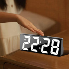 Voice Control Digital Alarm Clock Temperature Date 2 Alarm Snooze Night Mode Table Clock 12/24H USB Plug-in Always On LED Clock