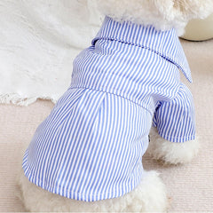 Pet Dog Clothes Bowknot Striped Shirts Thin Summer Blue Fashion Chihuahua Stripe Shirt for Small Pet Shop Pet Clothing