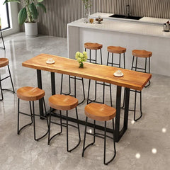 Nordic Home Solid Wood Bar Stools Front Desk Coffee Leisure Chair Iron Art High Bar Stools for Kitchen Stylish and Sturdy Kitchen & Dining Furniture