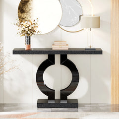 Tribesigns 43-Inch Modern Mirrored Console Table, Glass Sofa Table with Mirror Finish, Entryway Table with O-Shaped Base, Living Room Furniture