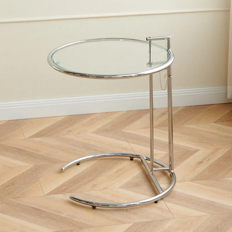 Nordic Glass Coffee Table Living Room Furniture Side Table Balcony Stainless Steel Lifting Tea Table Transparent Bedside Tables Bedroom Furniture