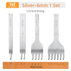 WUTA 1Set 4pcs Basic Leather Chisel Tool Diamond Pricking Iron Hole Punch Stitching Leather Craft tools 3/4/5/6mm 1-2-4-6 teeth