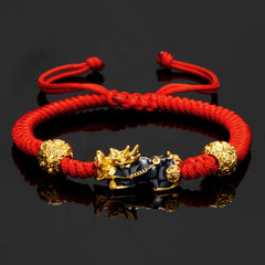 Chinese Fengshui Bracelet Pi Xiu Pi Yao Attract Wealth Health Good Luck Wristband Adjustable Red Black Rope Chain Charm Bracelet