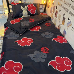 Naruto Akatsuki Anime 3pcs Bedding Set Duvet Cover Quilt Cover Polyester A Duvet Cover and A Pair of Pillowcases (no Padding)
