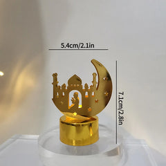 Creative Eid Mubarak Candle Lamp Islamic Ramadan Crescent Moon and Star Night Light Muslim Party Decor Eid Party Supplies