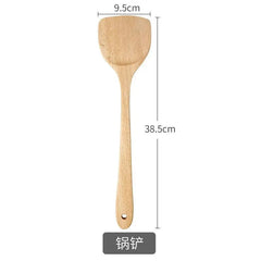Wooden Spatula Wooden Spoon Frying Spatula Solid Wood High Temperature Resistant Soup Spoon No Paint No Wax Natural Material Kitchen Tools, Cooking Utensils