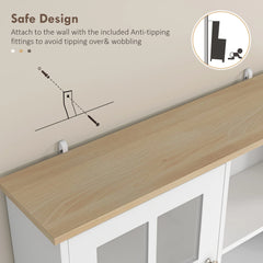 HOMCOM 72" Kitchen Cabinet with Glass Door, White Kitchen & Dining Furniture