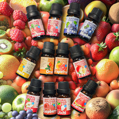 25 Type Fruit Essential Oils Fruit Perfumes Fragrance Oil for Diffuser Candles Making -Strawberry Lemon Peach Banana Mango