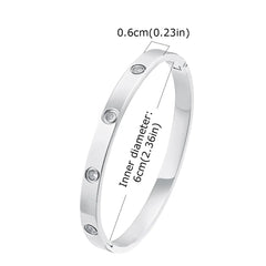 Vnox Waterproof Luxury Bangles Round Zircon For Women,Stainless Steel Classic Wrist Bracelets,Hand Jewelry Mother's Day Card