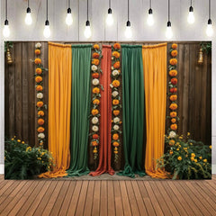 Indian Marigold Curtain Photography Background Puja Ganpati Pooja Traditional Wedding Birthday Party Home Decor Photo Backdrop
