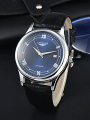 LONGLUX automatic man watch wholesale mechanical watches simple versatile date waterproof fashion leather man watch men gift