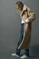 Women’s Winter Double-Breasted Velvet Long Coat