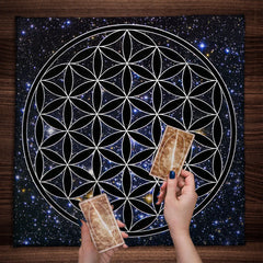 Tarot Tablecloth Mandala Flower Of Life Altar Cloth For Divination Meditation Circle Galaxy Tarot Mat Spiritual Oracle Card Pad
