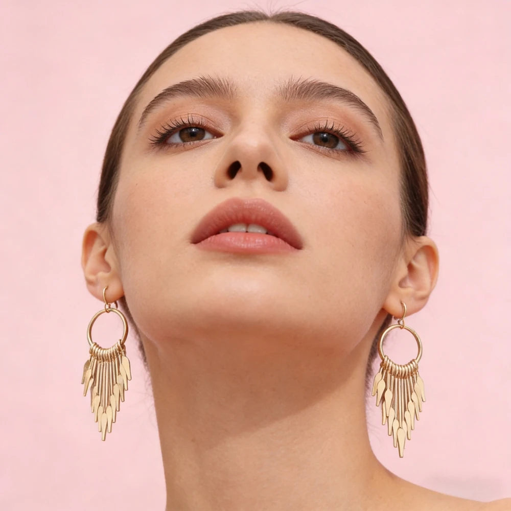 Gold Tassel Earrings – High-End Versatile Daily Fashion for Women