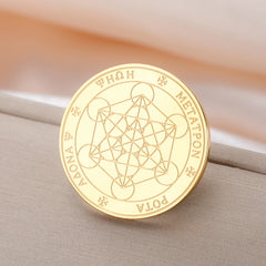 Dawapara Metatron Brooch Archangel Sacred Geometry Symbol Lapel Pins Spiritual Gift Stainless Steel Jewelry