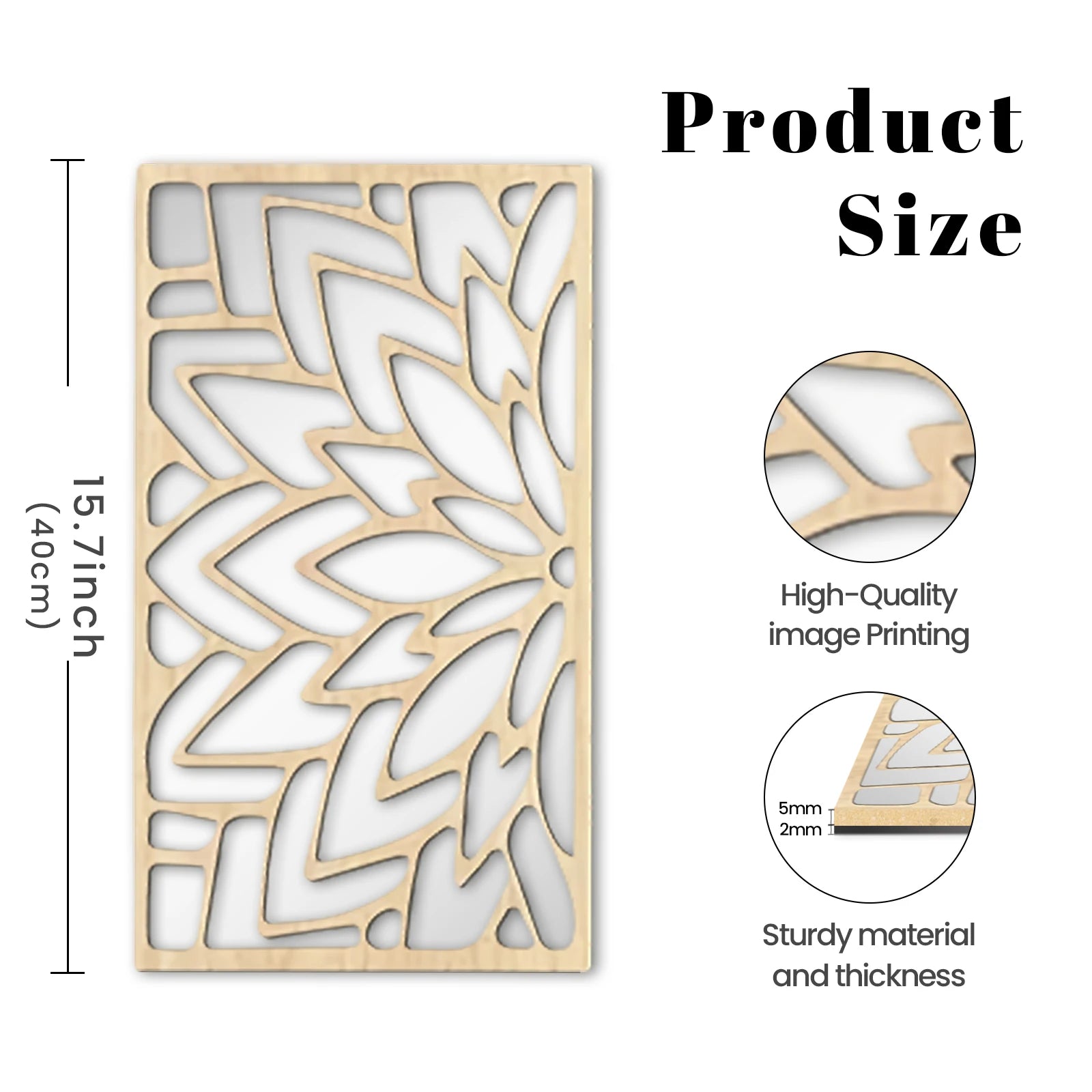 3Pcs 2D 16in Wooden Acrylic Double-Layer Wall Mirror Hollow Leaf Design Refined Lifestyle Artistic Home Decorative Mirror