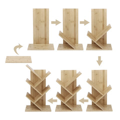 Voltsify  Rustic Standing Tree Bookshelf Wood Display Rack Kids Bookshelf  Bookshelves for Home Office Furniture