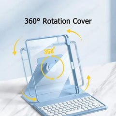 360 Rotation Keyboard Case for IPad 11 2025 A16 11 Inch Tablets Cover for IPad 11th Generation A16 Case A3355 A3356 A3354 Funda