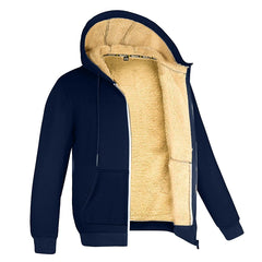 Men Winter Lambswool Hooded Fleece Jacket –  Warm Casual Coat