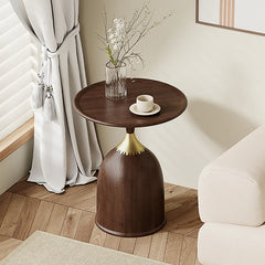 Walnut Color Side Table Carbon Steel Imitation Wood Grain Coffee Tables Bedroom Furniture Cupboard Antique Style Modern Furniture