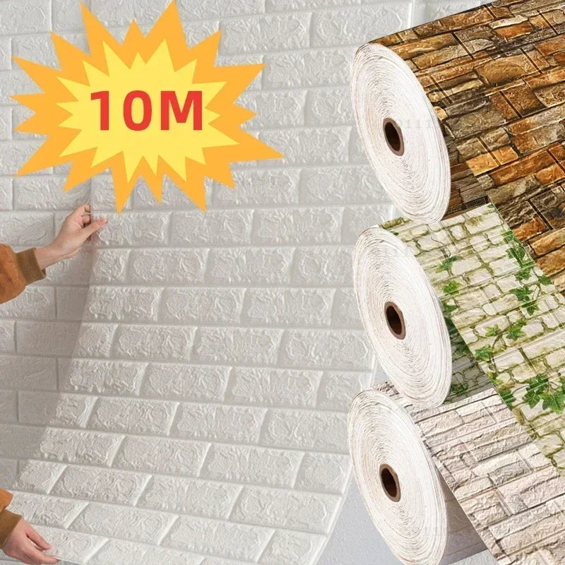 3D Foam Brick Wallpaper – Self-Adhesive Waterproof Roll