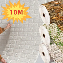 3D Foam Brick Wallpaper – Self-Adhesive Waterproof Roll