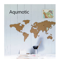 Aqumotic Cork World Map Travel Message Board World-Map for DIY Decoration Wood Phellem Room Home Office Decoration Wall Stickers