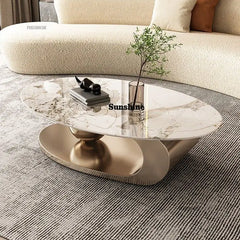 Modern Slate Desktop Metal Coffee Tables Minimalist Designer Home Living Room Furniture Italian Oval Table Living Room Furniture