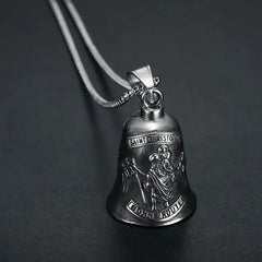 Vintage Christian Jesus Cross Bell Pendant Motorcycle Bell Necklace Punk Biker Religious Exorcist Lucky Jewelry for Men's