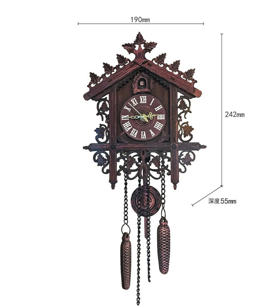 Vintage Cuckoo Clock Wall Handcrafted Wooden Wall Clock Silent for Home Decor Nordic Antique Style Electronic Wall Cuccu Watch