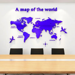 World Map Wall Mirror Stickers DIY 3D Acrylic Wall Stickers Bedroom Office Background Wall Decoration Stickers Large Size