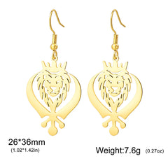 Dawapara Sikh Religious Symbol Earrings Shield Sikhism Punjabi Khanda Pendant Dangle Earrings Stainless Steel Jewelry