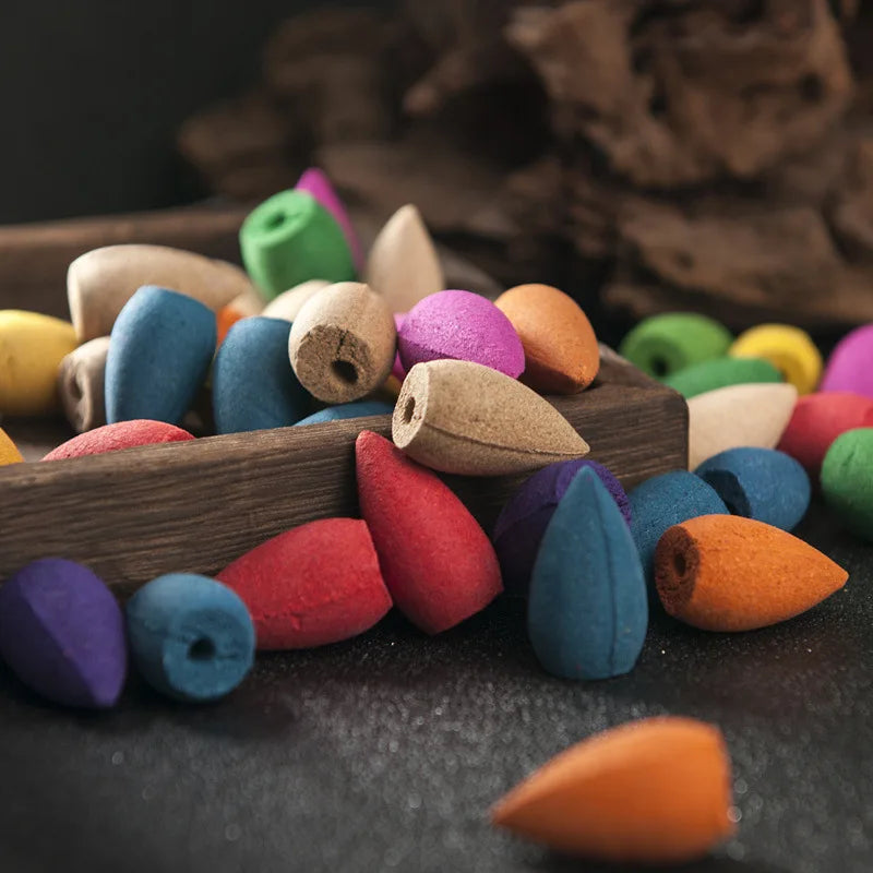 30/60pcs Waterfall Backflow Incense Cones for Incense Burner Holder Lavender Sandlwood Mix Scent Home Fragrance