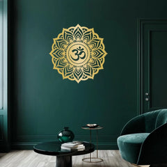 Mystic Om Mandala Gilded Metal Wall Sculpture | Lounge & Yoga Chamber Decor | Halloween & Christmas Gift