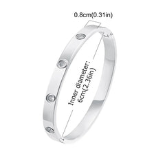Vnox Waterproof Luxury Bangles Round Zircon For Women,Stainless Steel Classic Wrist Bracelets,Hand Jewelry Mother's Day Card