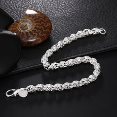 Hot Sale 925 Sterling Silver Chain Solid Bracelet for Women Mens Charm Party Gift Wedding Fashion Jewelry