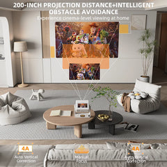 XBJ Smart Touch Screen Portable Projector Support 4K Wifi 6 Bluetooth Auto Focus Compatible with phone/ TVStick/pc/IndoorOutdoor