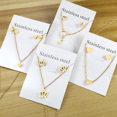 2PCS Stainless Steel Love Heart Pendant Necklaces – No Fade Jewelry Shipping Gold Color