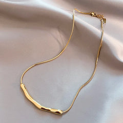 European and American Fashion Simple Stainless steel Gold Color Chain Fashion Short Necklaces Jewelry