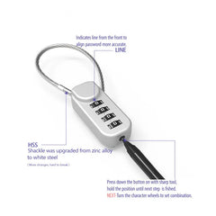 Zinc Alloy 4 Digit Password Lock Portable Anti-Theft Wire Rope Dormitory Cabinet Lock Padlock Luggage Combination Lock Home