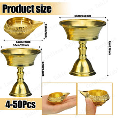 4-50Pcs  Diya Brass Oil Lamp Copper Butter Lamp Holder Traditional Indian Oil Lamp For Puja Kuber Indian Diwali Gifts