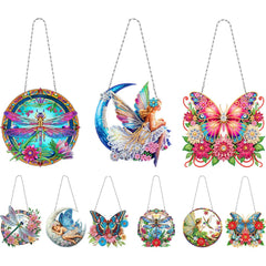 3-Piece 2D DIY Diamond Painting Pendant Set – Home & Window Decor
