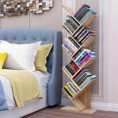 Voltsify  Rustic Standing Tree Bookshelf Wood Display Rack Kids Bookshelf  Bookshelves for Home Office Furniture
