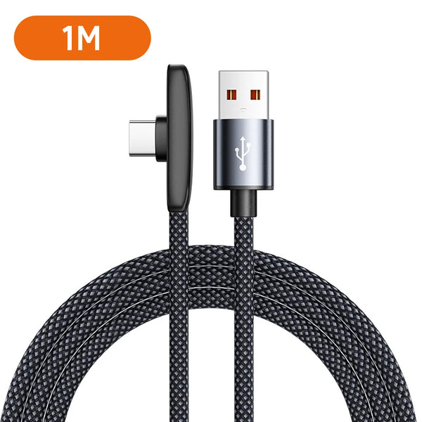 100W USB to Type C Cable Fast Charging  90° Elbow Data Cord USB C Super Charging Game Line for SamsungS23 S22 Huawei POCO Realme