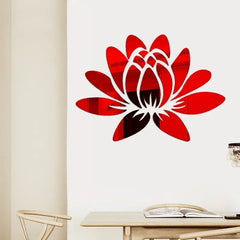 Lotus 3D Mirror Wall Art Sticker Home Living Room Bedroom Office Hallway Wall Decor Acrylic Mirror Reflective Wall Sticker
